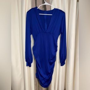 Blue long sleeve midi dress